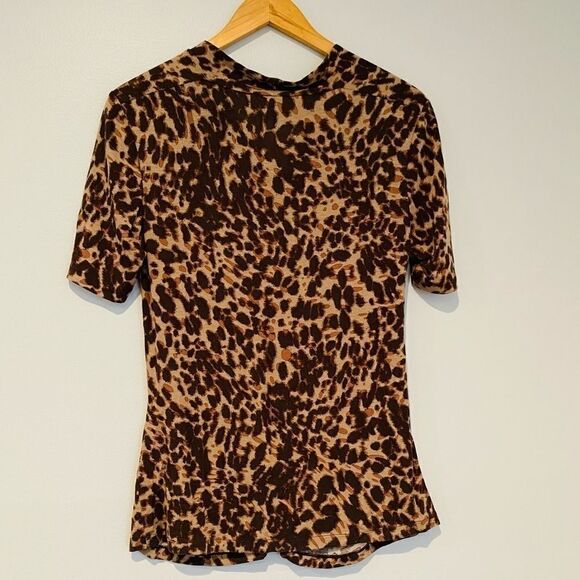 Lafayette 148 New York Animal Print Ruched Top Size Small - Picture 3 of 5